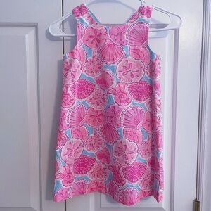 Tommy Bahama, Pink Seashell Print Sundress with Blue Accents, size 6